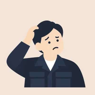 頭をかく工場の社長