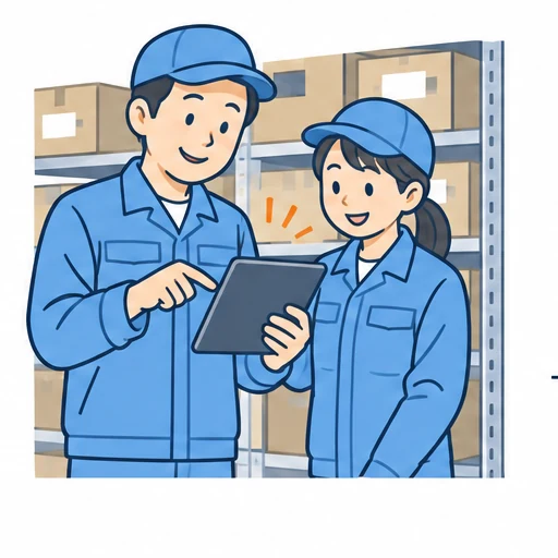 入出庫を記録し、みんなで確認のイラスト