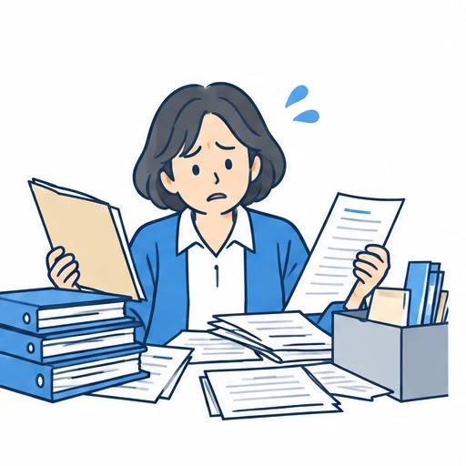 書類を探して、コピー・修正のイラスト