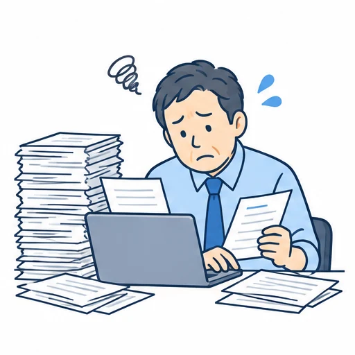 紙を見ながら、Excelへ転記のイラスト